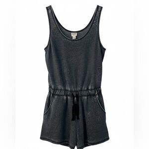 Mossimo Supply Co Gray Knit Romper Sleeveless Drawstring Waist Casual Size L